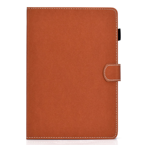 For iPad Air / iPad Air 2 / iPad 9.7 (2018 & 2017) Solid Color Tablet PC Universal Magnetic Horizontal Flip Leather Case with Card Slots & Holder(Brown)