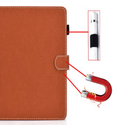 For iPad Air / iPad Air 2 / iPad 9.7 (2018 & 2017) Solid Color Tablet PC Universal Magnetic Horizontal Flip Leather Case with Card Slots & Holder(Brown)