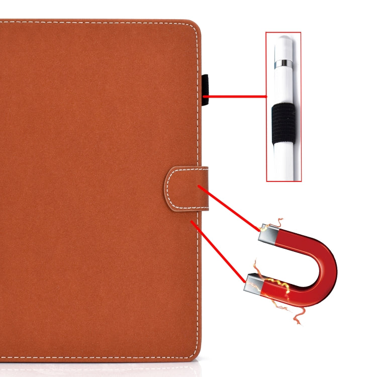 For iPad Air / iPad Air 2 / iPad 9.7 (2018 & 2017) Solid Color Tablet PC Universal Magnetic Horizontal Flip Leather Case with Card Slots & Holder(Brown)