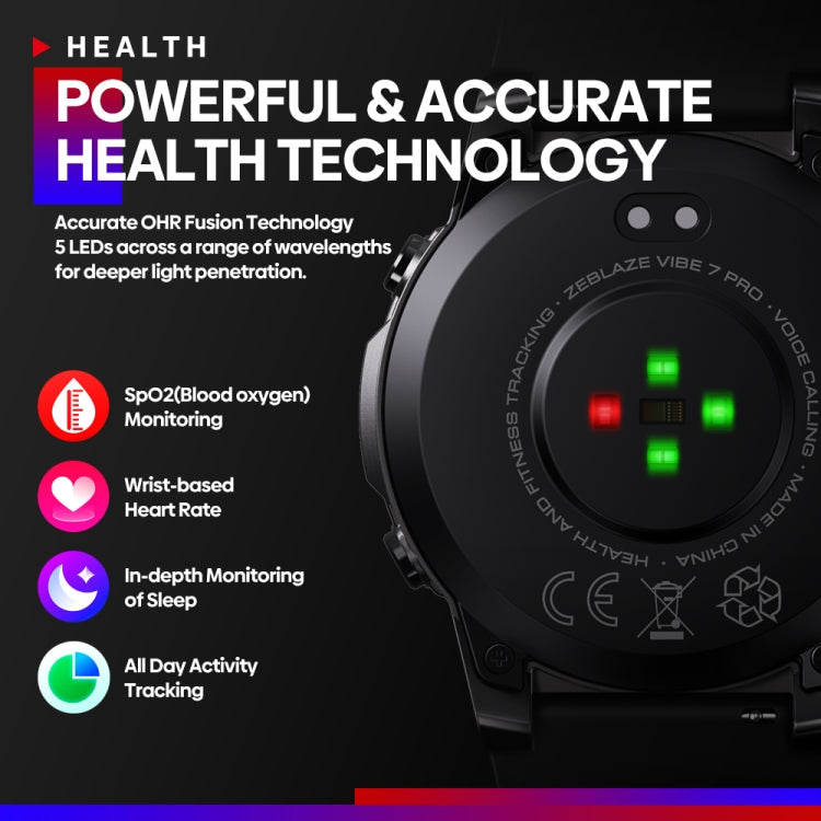 Zeblaze Vibe 7 Pro 1.43 inch Round Screen HD Smart Watch Support Voice Call / Health Monitoring(Black) - free shipping - PMC TechLife - Order now!