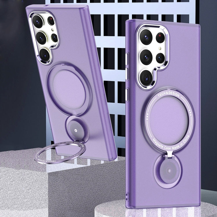 For Samsung Galaxy S22 Ultra 5G 360 Degree Rotation Holder MagSafe Magnetic Phone Case(Purple) - Galaxy S22 Ultra 5G Cases by PMC TechLife | Online Shopping South Africa | PMC TechLife