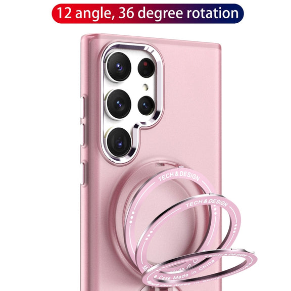For Samsung Galaxy S22 Ultra 5G 360 Degree Rotation Holder MagSafe Magnetic Phone Case(Black)