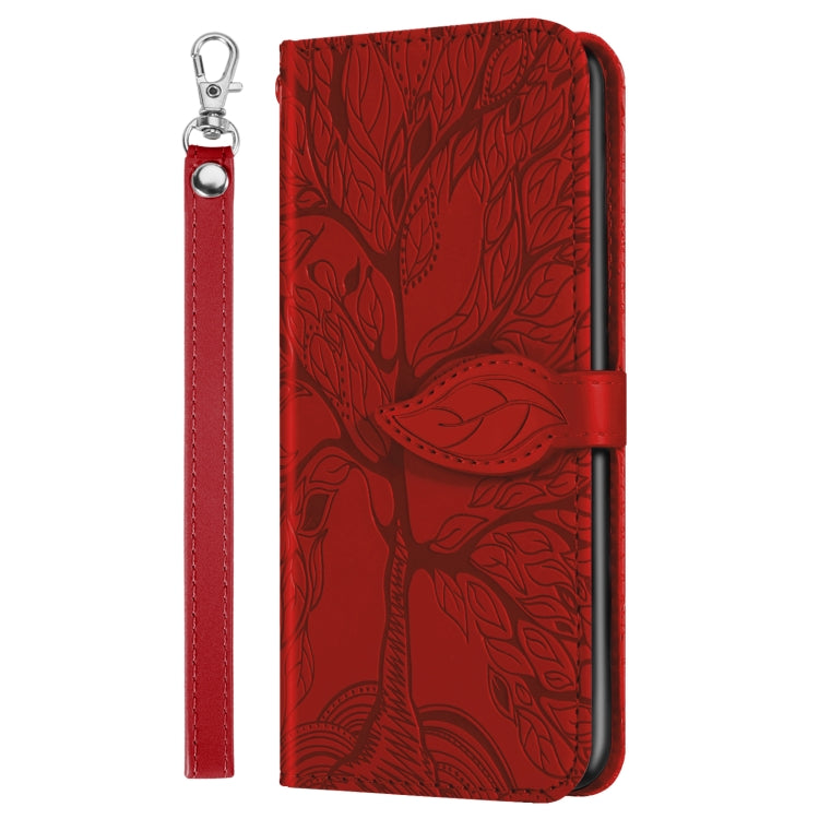 For Xiaomi Poco X5 Life Tree Embossing Pattern Leather Phone Case(Red) - free shipping - PMC TechLife - Order now!