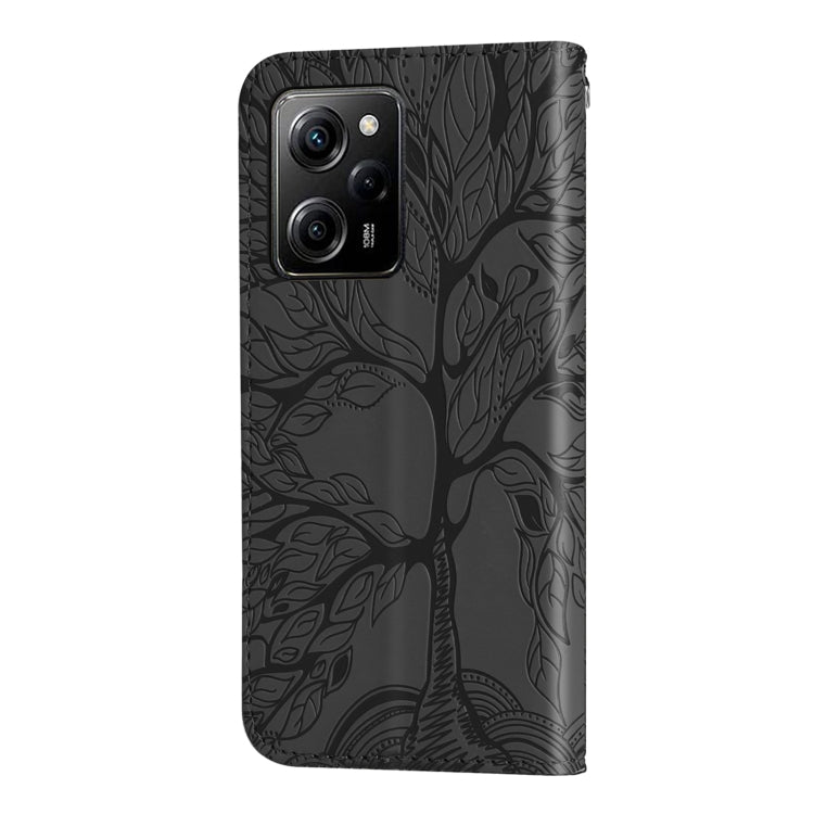 For Xiaomi Poco X5 Pro Life Tree Embossing Pattern Leather Phone Case(Black) - free shipping - PMC TechLife - Order now!