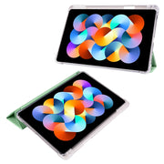 For Xiaomi Redmi Pad 10.61 3-folding Transparent TPU Smart Leather Tablet Case with Pen slot(Matcha Green)