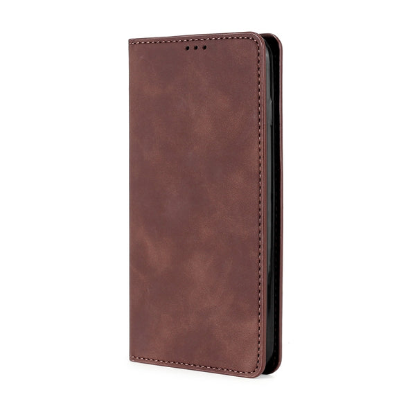 For OnePlus Ace 2/11R Skin Feel Magnetic Horizontal Flip Leather Phone Case(Dark Brown)