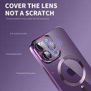 For iPhone 11 CD Texture Plating TPU MagSafe Phone Case with Lens Film(Black)