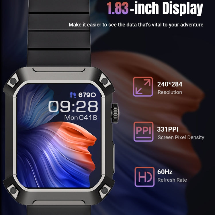 Rogbid Tank S2 1.83 inch IPS Screen Smart Watch, Support Bluetooth Calling / Blood Pressure / Sleep Monitoring(Black) - free shipping - PMC Jewellery - Order now!