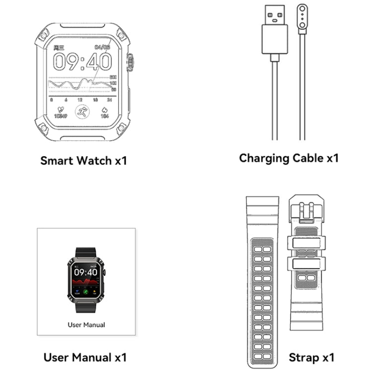Rogbid Tank S2 1.83 inch IPS Screen Smart Watch, Support Bluetooth Calling / Blood Pressure / Sleep Monitoring(Black) - free shipping - PMC Jewellery - Order now!