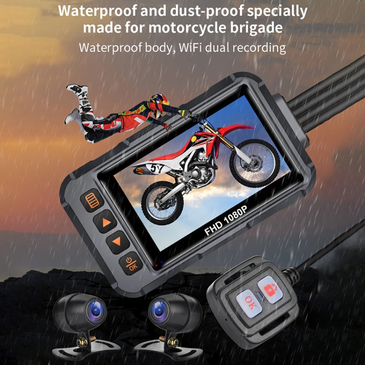 SE65 Dual 1080P Water-resistant HD Motorcycle DVR, Support WiFi / GPS / Cycling Video