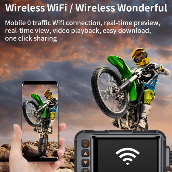 SE65 Dual 1080P Water-resistant HD Motorcycle DVR, Support WiFi / GPS / Cycling Video