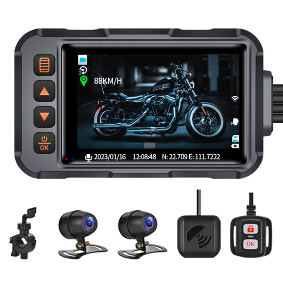 SE65 Dual 1080P Water-resistant HD Motorcycle DVR, Support WiFi / GPS / Cycling Video