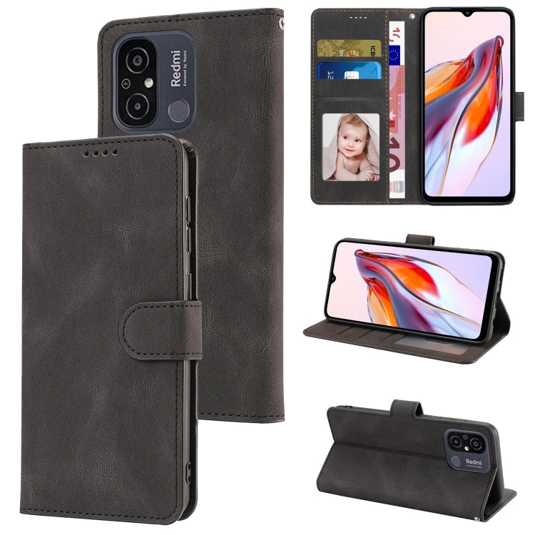 For Xiaomi Redmi 12C / Poco C55 Fantasy Skin-feel Calfskin Texture Leather Phone Case(Black)