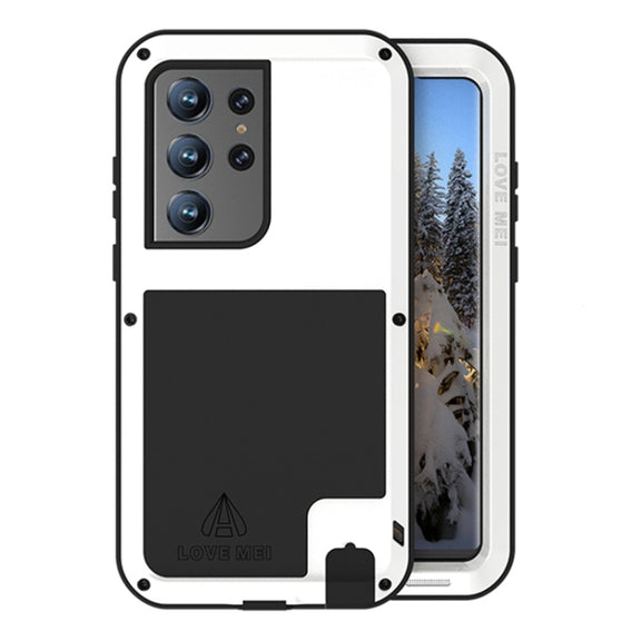 For Samsung Galaxy S23 Ultra 5G LOVE MEI Metal Shockproof Life Water-resistant Dustproof Phone Case(White)
