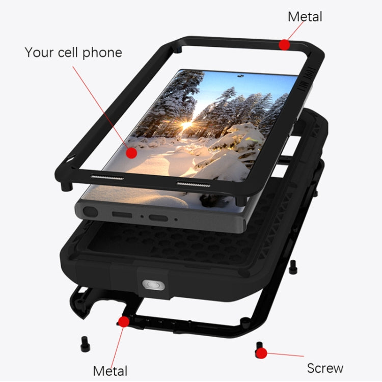 For Samsung Galaxy S23 Ultra 5G LOVE MEI Metal Shockproof Life Water-resistant Dustproof Phone Case(Silver)
