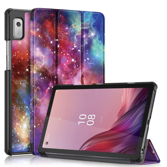 For Lenovo Tab M9 TB-310FU 3-folding Coloured Drawing Leather Smart Tablet Case(Milky Way) - free shipping - PMC Jewellery - Order now!