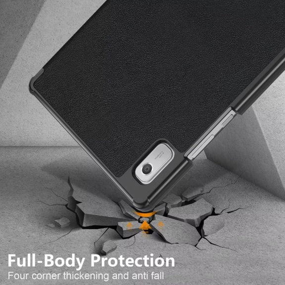 For Lenovo Tab M9 TB-310FU 3-folding Leather Smart Tablet Case(Black)