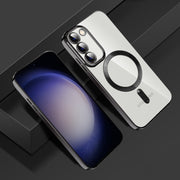 For Samsung Galaxy S23 5G CD Texture Plating TPU MagSafe Phone Case with Lens Film(Black)