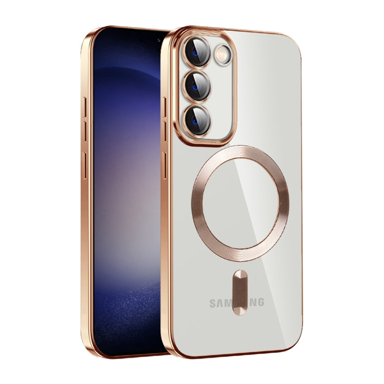 For Samsung Galaxy S23 5G CD Texture Plating TPU MagSafe Phone Case with Lens Film(Brown) - Galaxy S23 5G Cases by PMC TechLife | Online Shopping South Africa | PMC TechLife | Buy Now Pay Later Mobicred