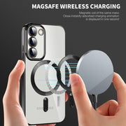 For Samsung Galaxy S23 5G CD Texture Plating TPU MagSafe Phone Case with Lens Film(Black)