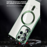 For Samsung Galaxy S23 Ultra 5G CD Texture Plating TPU MagSafe Phone Case with Lens Film(Brown)