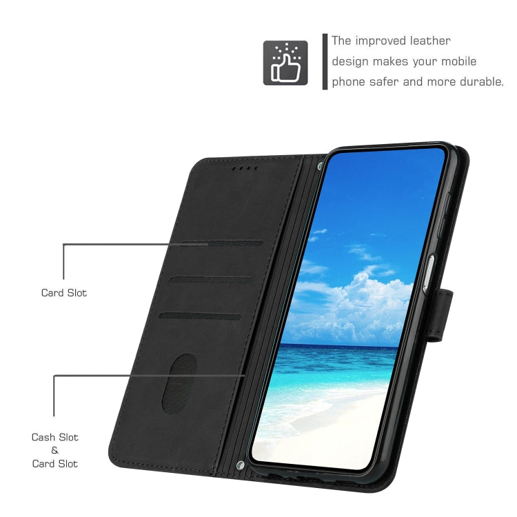 For Infinix Hot 20i Skin Feel Heart Pattern Leather Phone Case with Lanyard(Black) - free shipping - PMC Jewellery - Order now!