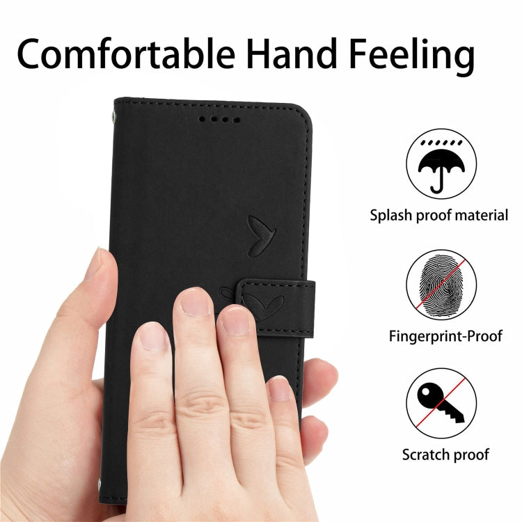 For Infinix Hot 20i Skin Feel Heart Pattern Leather Phone Case with Lanyard(Black) - free shipping - PMC Jewellery - Order now!