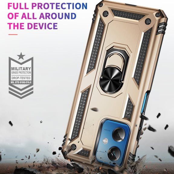 For Xiaomi Redmi Note 12 5G Global Shockproof TPU + PC Phone Case with Holder(Gold)