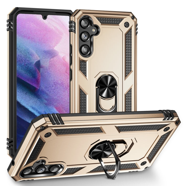 For Samsung Galaxy A34 Shockproof TPU + PC Phone Case with Holder(Gold) - free shipping - PMC TechLife - Order now!