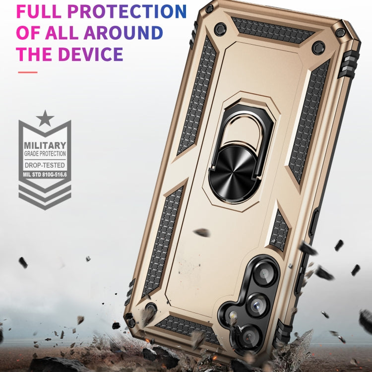 For Samsung Galaxy A34 Shockproof TPU + PC Phone Case with Holder(Gold) - free shipping - PMC TechLife - Order now!