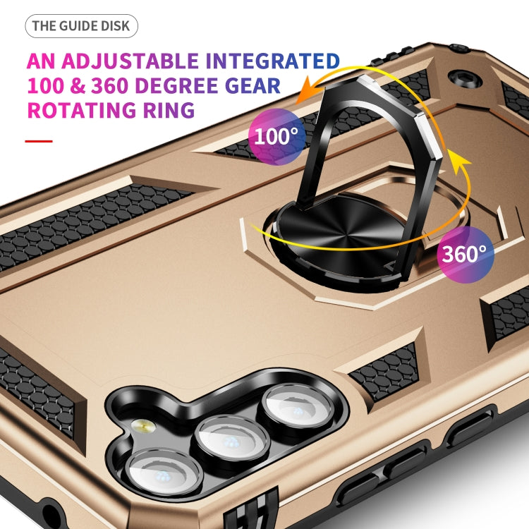 For Samsung Galaxy A34 Shockproof TPU + PC Phone Case with Holder(Gold) - free shipping - PMC TechLife - Order now!