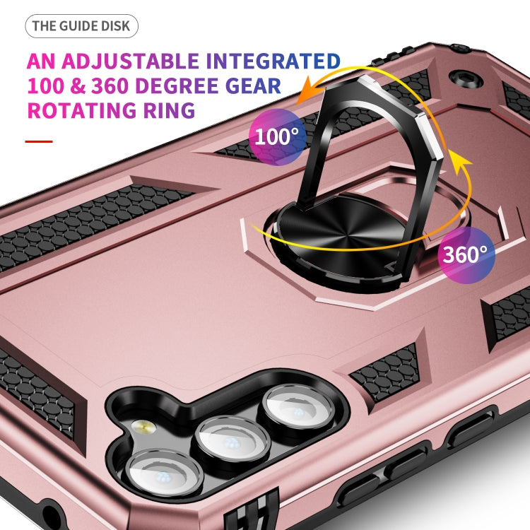 For Samsung Galaxy A34 Shockproof TPU + PC Phone Case with Holder(Rose Gold)