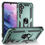 For Samsung Galaxy A34 Shockproof TPU + PC Phone Case with Holder(Dark Green)