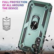 For Samsung Galaxy A34 Shockproof TPU + PC Phone Case with Holder(Dark Green)