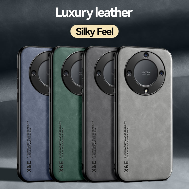 For Honor X9a Lamba Skin Feel Magnetic Leather Phone Case(Blue)