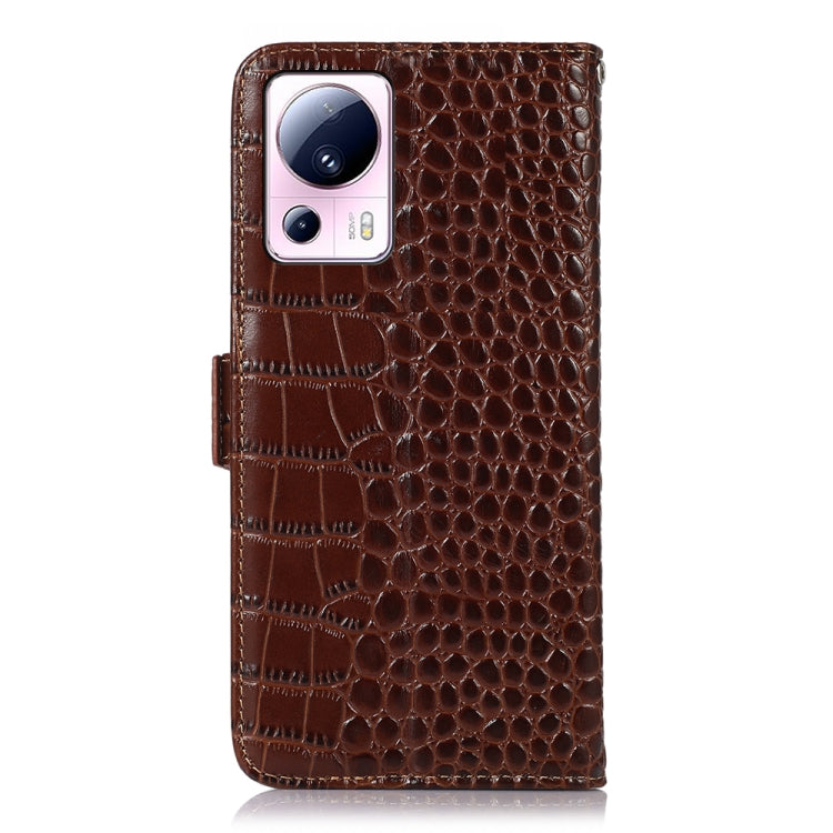 For Xiaomi 13 Lite / Civi 2 Crocodile Top Layer Cowhide Leather Phone Case(Brown) - 13 Lite Cases by PMC TechLife | Online Shopping South Africa | PMC TechLife