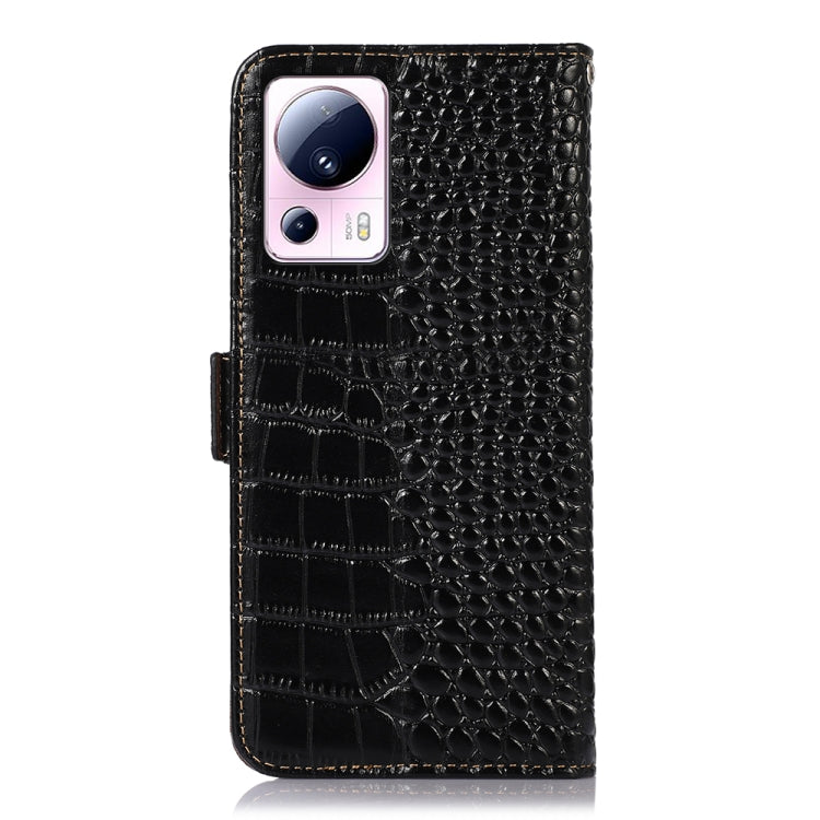 For Xiaomi 13 Lite / Civi 2 Crocodile Top Layer Cowhide Leather Phone Case(Black) - 13 Lite Cases by PMC TechLife | Online Shopping South Africa | PMC TechLife