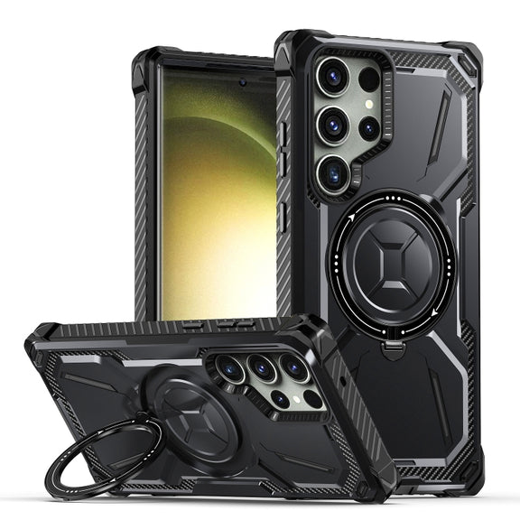 For Samsung Galaxy S23 Ultra 5G Armor Series Holder Phone Case(Black)