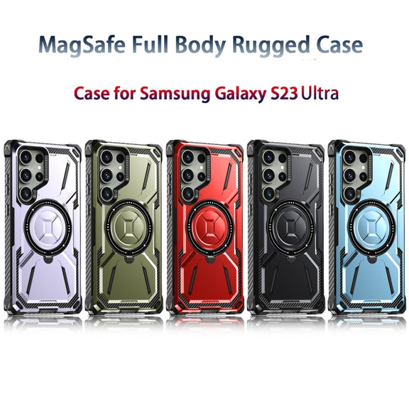 For Samsung Galaxy S23 Ultra 5G Armor Series Holder Phone Case(Black)