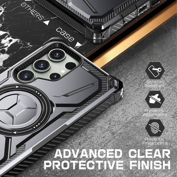 For Samsung Galaxy S23 Ultra 5G Armor Series Holder Phone Case(Black)