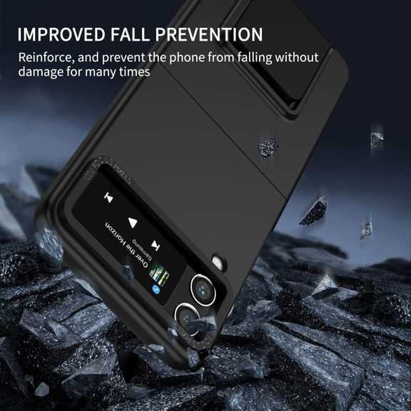 For Samsung Galaxy Z Flip4 5G Three-dimensional Folding Holder PC Phone Case(Black)