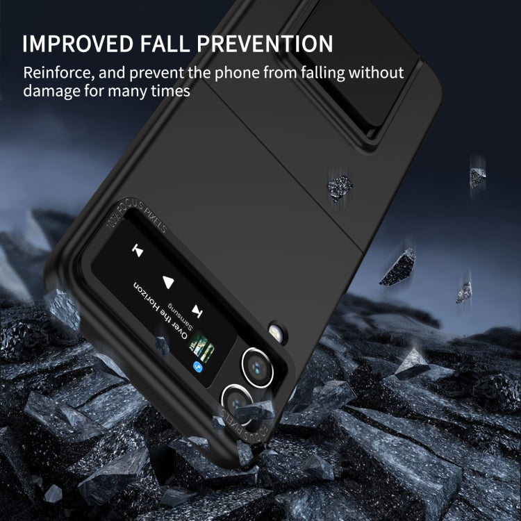 For Samsung Galaxy Z Flip4 5G Three-dimensional Folding Holder PC Phone Case(Black)
