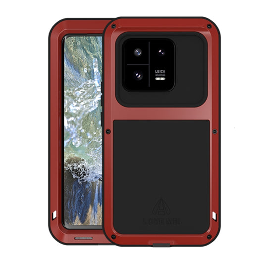 For Xiaomi 13 Pro LOVE MEI Metal Shockproof Life Waterproof Dustproof Phone Case(Red) - free shipping - PMC Jewellery - Order now!