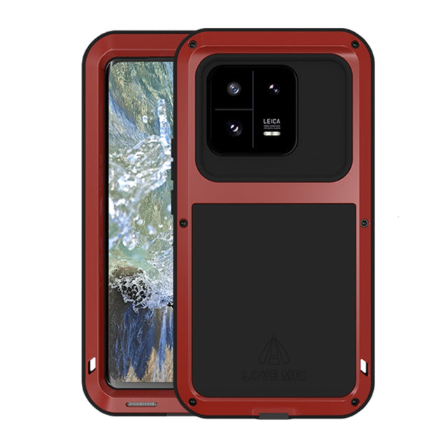 For Xiaomi 13 Pro LOVE MEI Metal Shockproof Life Water-resistant Dustproof Phone Case(Red)