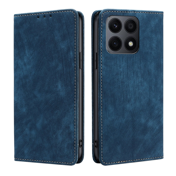 For Honor X8A RFID Anti-theft Brush Magnetic Leather Phone Case(Blue) - Honor Cases by PMC TechLife | Online Shopping South Africa | PMC TechLife | Buy Now Pay Later Mobicred
