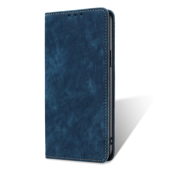 For Honor X8A RFID Anti-theft Brush Magnetic Leather Phone Case(Blue)