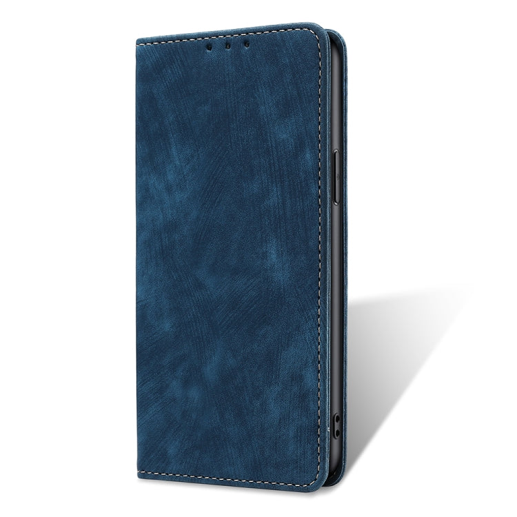 For Honor X8A RFID Anti-theft Brush Magnetic Leather Phone Case(Blue)