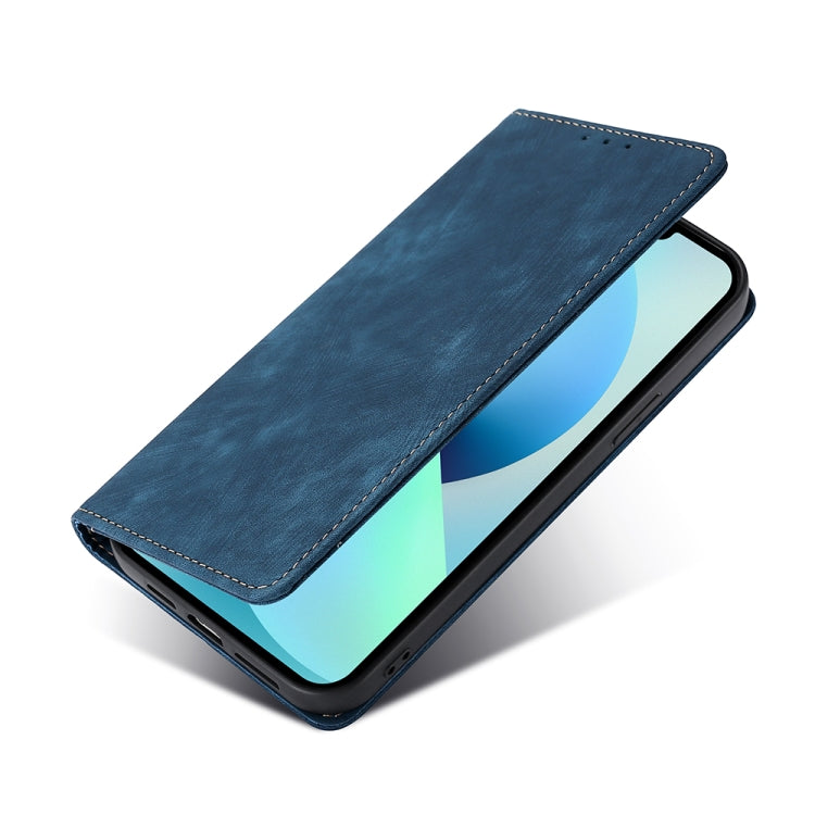 For Honor X8A RFID Anti-theft Brush Magnetic Leather Phone Case(Blue) - Honor Cases by PMC TechLife | Online Shopping South Africa | PMC TechLife | Buy Now Pay Later Mobicred