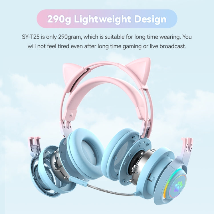 T25 RGB Stereo Cat Ear Bluetooth Wireless Headphones with Detachable Microphone(Blue) - Headset & Headphone by PMC TechLife | Online Shopping South Africa | PMC TechLife