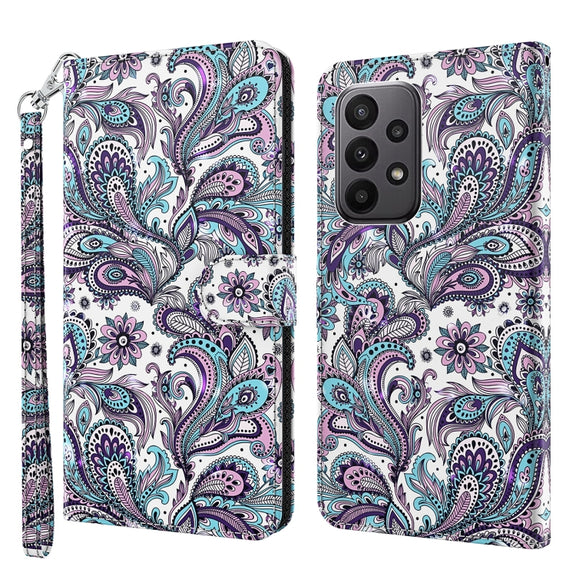 For Samsung Galaxy A24 3D Painting Pattern TPU + PU Leather Phone Case(Swirl Pattern)